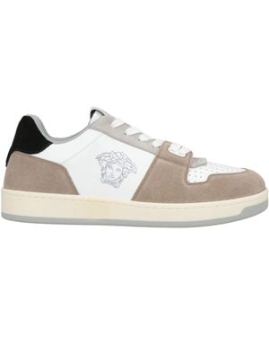 Versace Khaki Trainers Calfskin, Textile Fibres - Natural