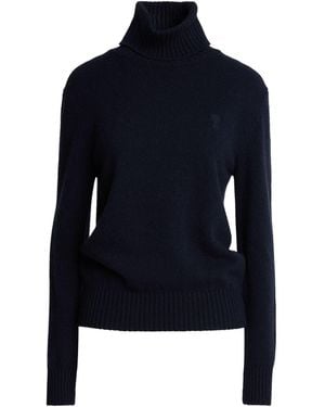 Ami Paris Midnight Turtleneck Cashmere, Wool - Blue