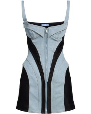 Mugler Mini Dress Cotton, Elastomultiester, Polyamide, Elastane - Blue
