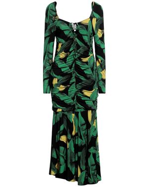 slim fit dress slacks GANNI Green Floral Print Wrap Dress Size S main image 0
