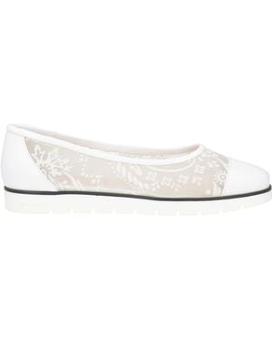 Baldinini Ballet Flats Textile Fibers, Leather - White