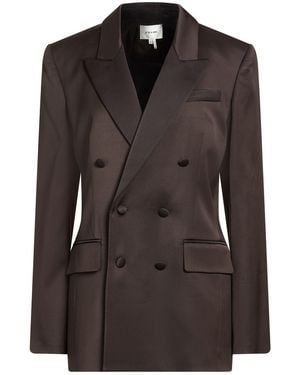 FRAME Double-Breasted Slim Blazer Chocolate Blazer Viscose, Elastane - Black