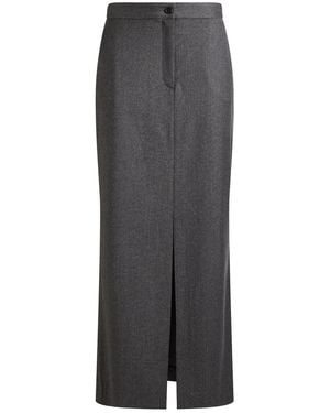 Antonelli Maxi Skirt Virgin Wool, Viscose, Polyester, Elastane - Gray
