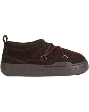Moon Boot Mb Park Icon Suede Sneakers Cow Leather, Polyamide - Brown