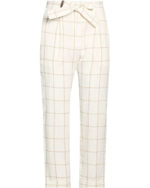 Peserico Ivory Pants Linen - White