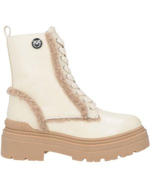Pinko Ivory Ankle Boots Leather - Natural