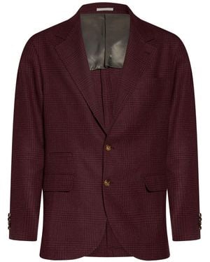 Brunello Cucinelli Blazer Wool, Cashmere, Silk, Cupro - Red