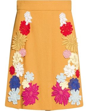 Dolce & Gabbana Tan Midi Skirt Wool - Brown