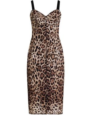Dolce & Gabbana Khaki Midi Dress Polyamide, Elastane - Natural