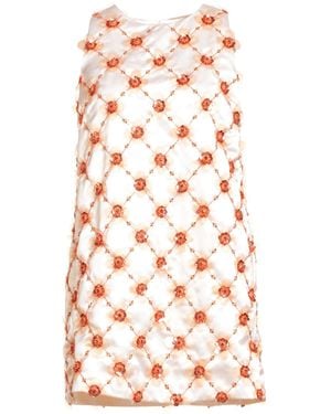 DES_PHEMMES Cream Mini Dress Polyester, Viscose, Glass, Acrylic - White