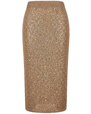 SIMONA CORSELLINI Midi Skirt Viscose, Polyamide, Polyester - Natural