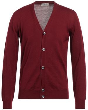 Tsd12 Burgundy Cardigan Merino Wool, Acrylic - Red