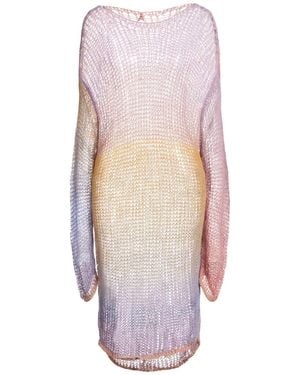 Patrizia Pepe Lilac Midi Dress Acrylic, Wool - Pink