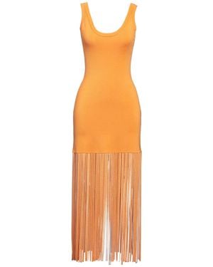Sandro Fringed Knitted Midi Dress - Orange