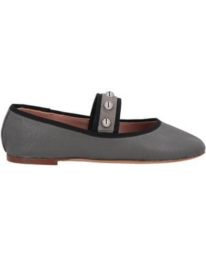 Red(V) Lead Ballet Flats Leather, Textile Fibers - Gray