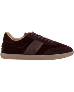 Tod's Burgundy Trainers Leather, Textile Fibres - Brown
