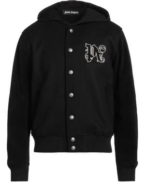 Palm Angels Jacket Virgin Wool, Polyamide, Cotton, Leather - Black