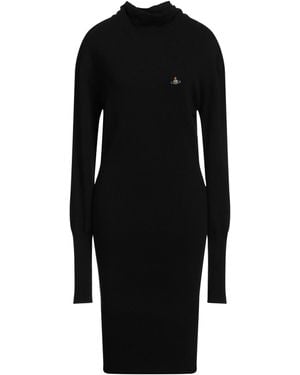 Vivienne Westwood Merino Wool Embroidered Turtleneck Dress - Black