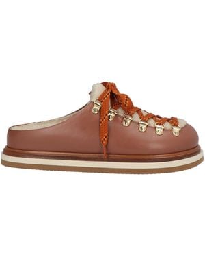 Hogan Mules & Clogs Leather, Textile Fibers - Brown