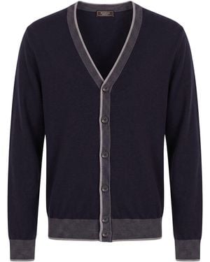 Peserico Cardigan Virgin Wool, Silk, Cashmere - Blue