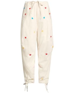 FRONT STREET 8 Ivory Pants Cotton, Rubber - Natural
