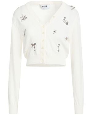 MSGM Cardigan Wool, Viscose, Polyamide, Cashmere - White