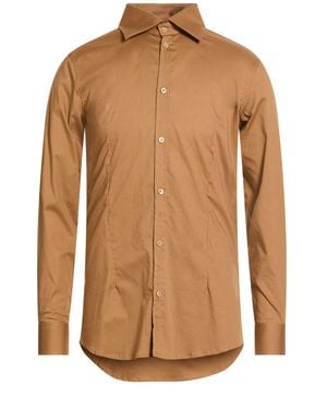 Daniele Alessandrini Camel Shirt Cotton, Elastane - Brown