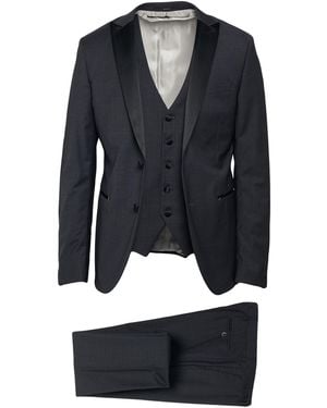 Paoloni Charcoal Suit Viscose, Polyester, Virgin Wool, Elastane - Black