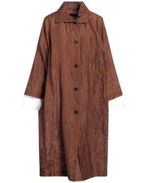 Ter Et Bantine Satin Poplin Overcoat with Crinkled Detail - Brown