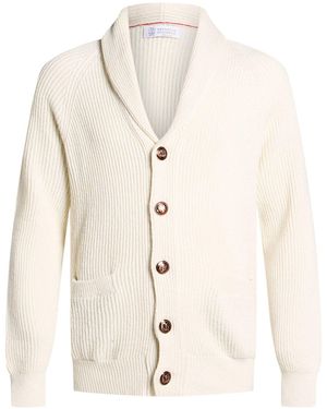 Brunello Cucinelli Ivory Cardigan Cotton - Natural