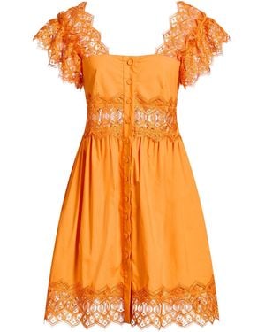 Alberta Ferretti Mini Dress Cotton, Elastane, Polyester - Orange