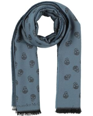 McQueen Slate Scarf Wool, Silk - Blue