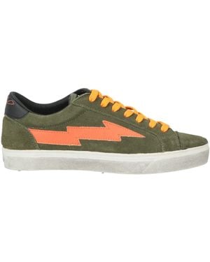 Sanyako Military Sneakers Soft Leather, Textile Fibers - Green