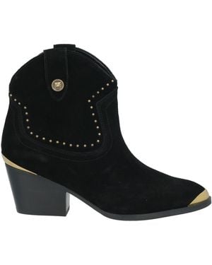 Just Cavalli Studded Suede Western Ankle Boots - Black