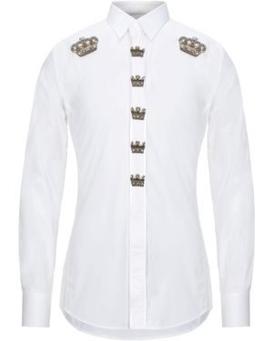 Dolce & Gabbana Shirt Cotton, Polyamide, Elastane, Silk, Brass - White
