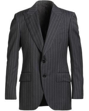 Tom Ford Charcoal Blazer Wool, Mohair Wool - Black