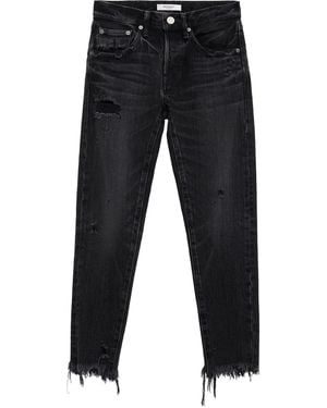 Moussy Jeans Cotton, Cow Leather - Black