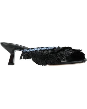 MSGM Thong Sandal Leather, Synthetic Raffia, Textile Fibres - Black