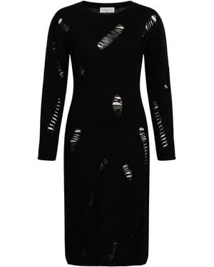 Gaelle Paris Midi Dress Acrylic, Wool - Black