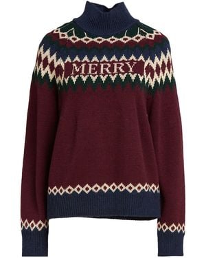 Motel Burgundy Turtleneck Acrylic, Wool, Viscose, Alpaca Wool - Red