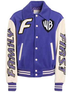 FAMILY FIRST Jacket Polyester, Leather - Blue