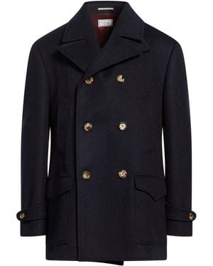 Brunello Cucinelli Midnight Coat Virgin Wool - Blue