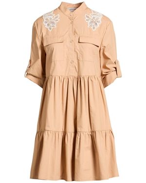 ERMANNO FIRENZE Mini Dress Cotton, Polyamide, Polyester, Viscose - Natural