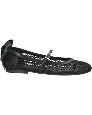Gia Borghini Ballet Flats Leather, Textile Fibers - Black