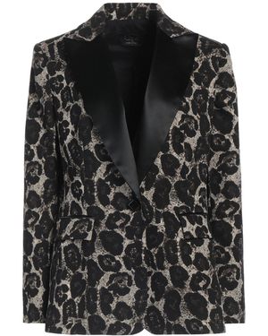 Clips Leopard-Print Brocade Blazer - Black