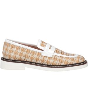 Pollini Tweed Penny Loafers - Natural