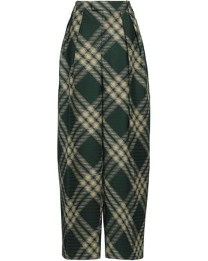 Burberry Wool Two-Tone Wide-Leg Trousers - Green