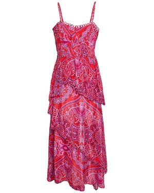 FARM Rio Paisley Scarf Loopy Cups Maxi Dress Midi Dress Viscose - Pink