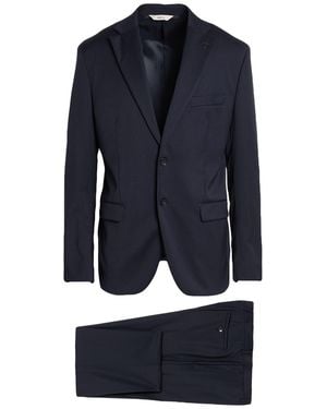 Paoloni Midnight Suit Wool, Elastane - Blue