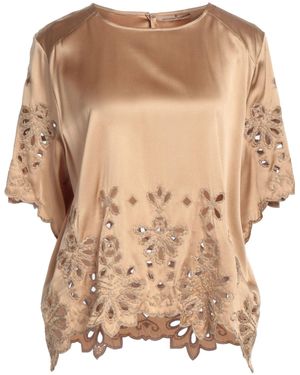 Ermanno Scervino Camel Top Silk, Elastane - Natural